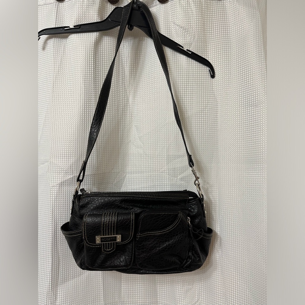 Rosetti Black Crossbody Bag with Adjustable Strap and Silver Accents